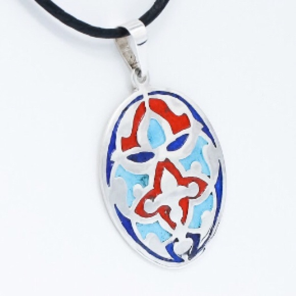 Glass and Silver Berber Pendant Sp0105 - Picture 3 of 4
